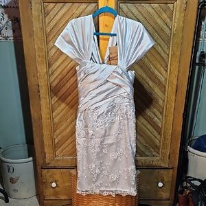 JenJenHouse Elegant Silver Lace Dress NEW